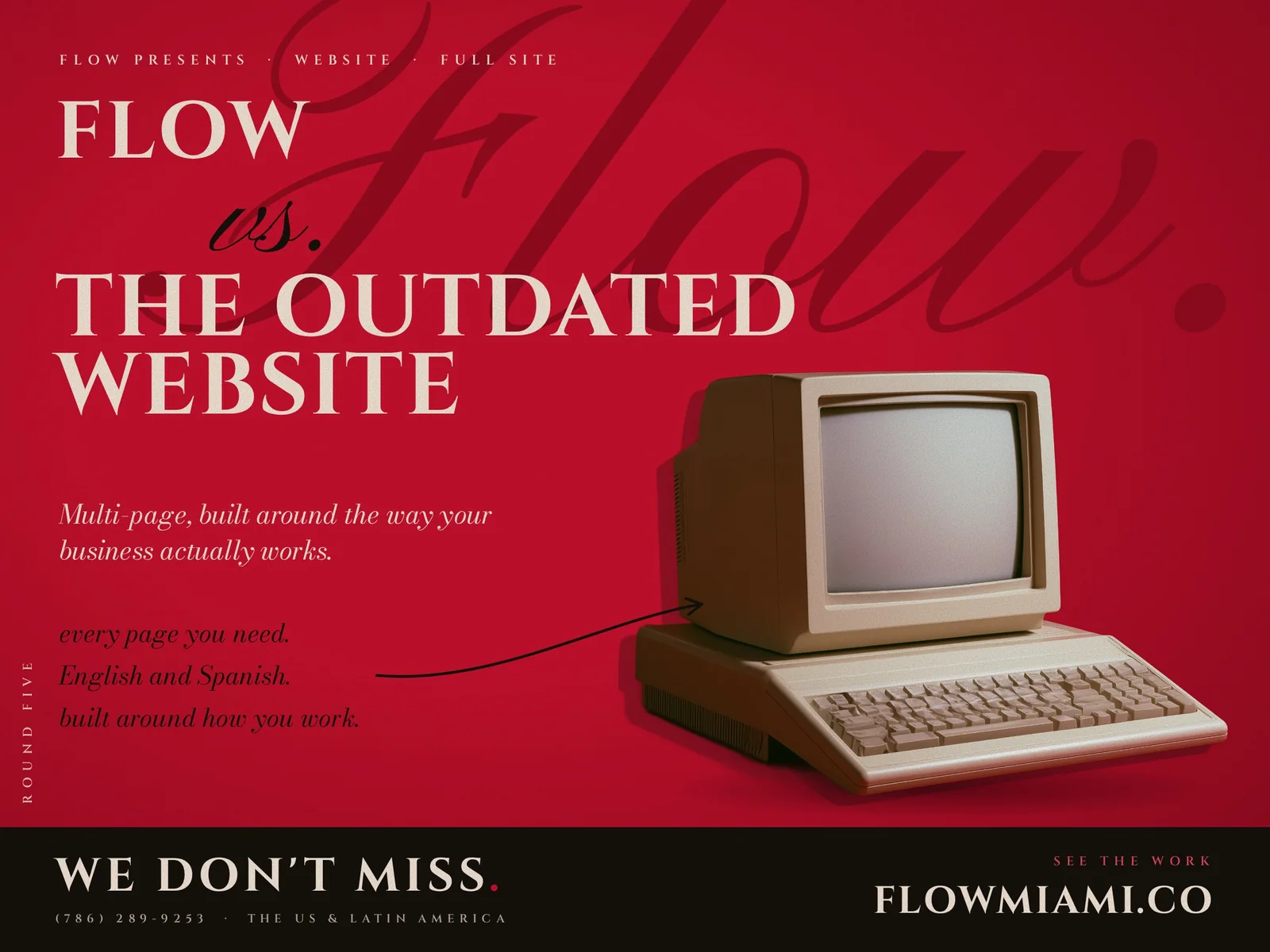 Flow vs. the outdated website — Website, full site poster