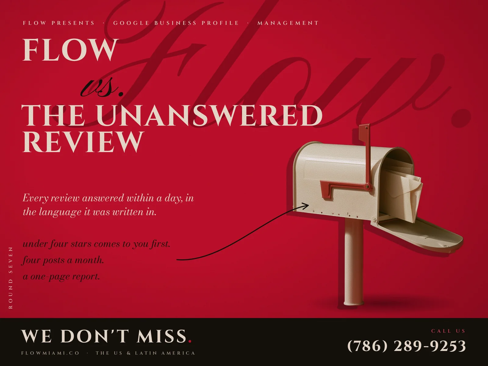 Flow vs. the unanswered review — Google profile management poster