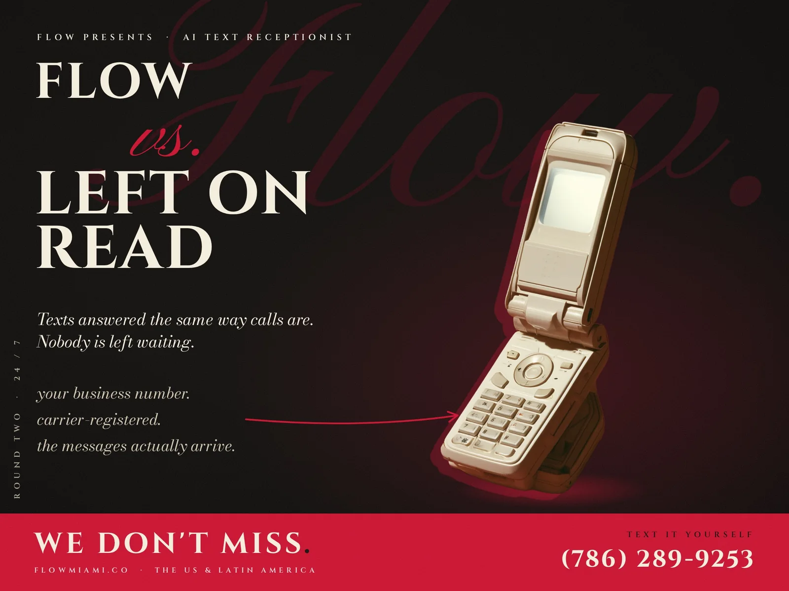 Flow vs. left on read — Text receptionist poster